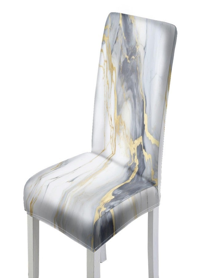 LIZIMI Marble Chair Covers Modern Abstract Foil Texture White Grey Gold Marble Stretch Parson Chair Slipcovers,Chair Seat Protector for Home Kitchen Dining Room Party 2 PCS - Image 1